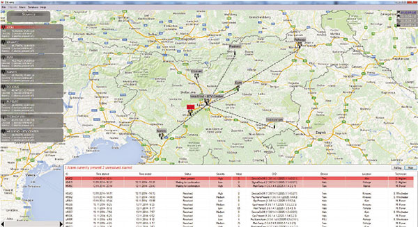E-NMS sites overview on map